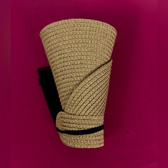 Womens Sun Visor Hat Straw Summer Packable Ponytail Beach Hats Travel UPF 80+ - Picture 9 of 9